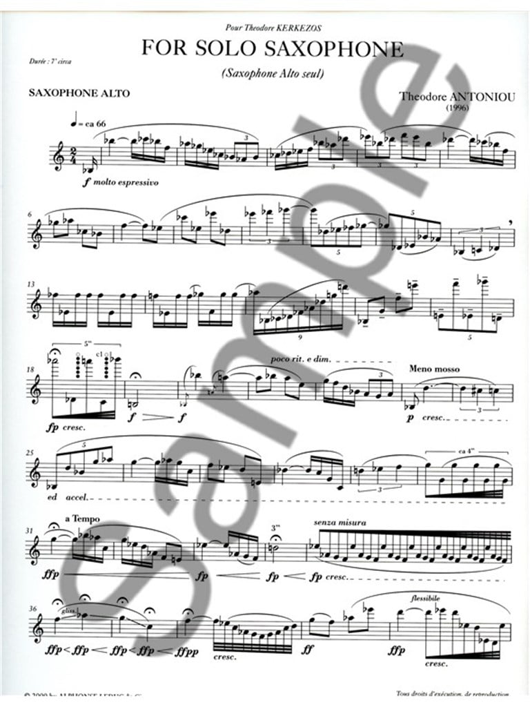 For Solo Saxophone